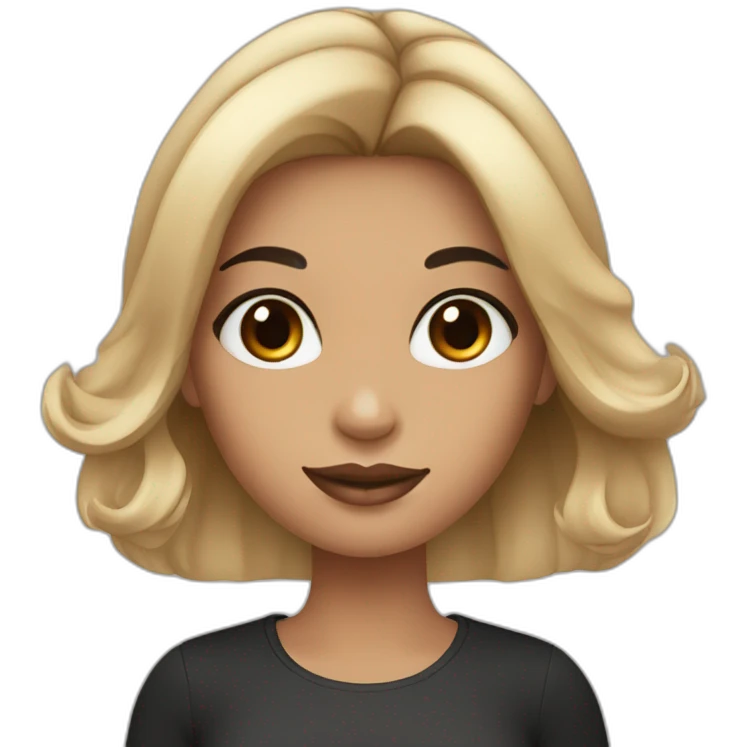 Black hair with brown highlights girl holding make up brush emoji
