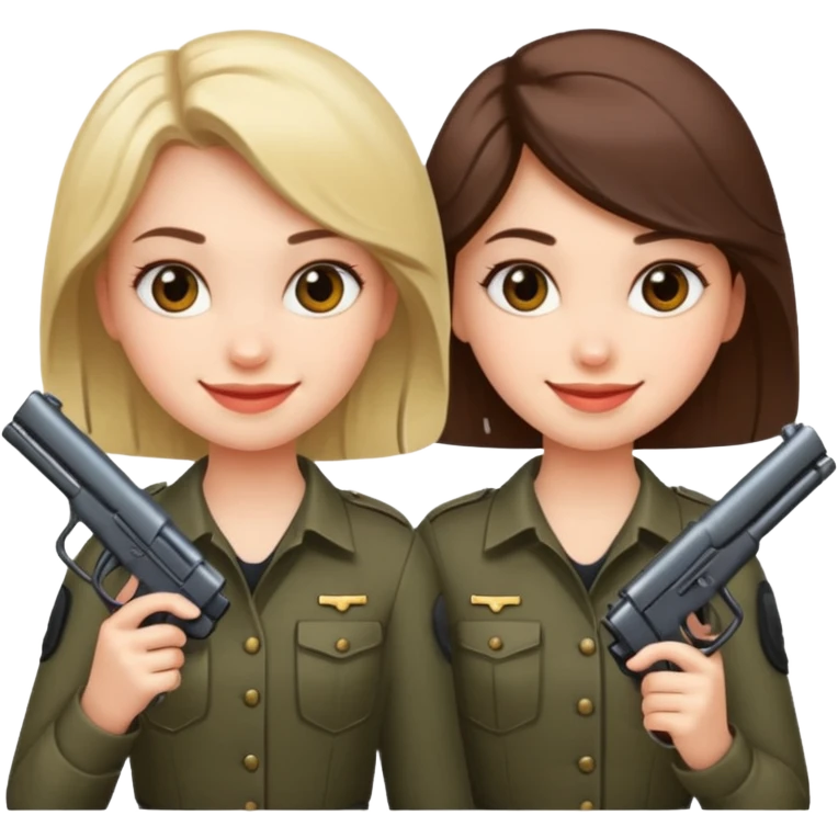 smiling girls with guns emoji