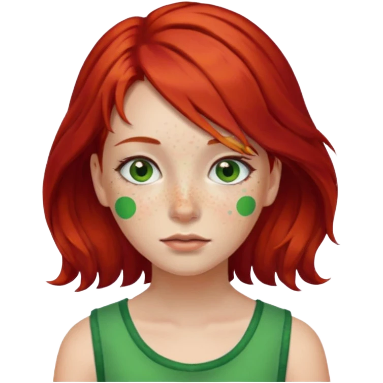  girl with red hair and green color hairclip emoji