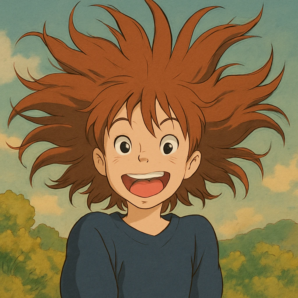 crazy hair ghibli style emoji