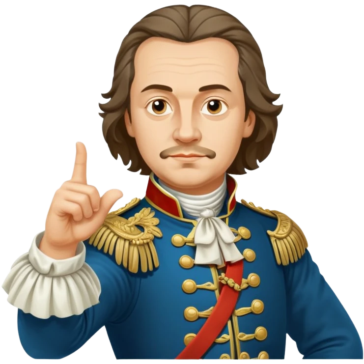 Peter the Great, Russian emperor, pointing to the right with his arm extended emoji