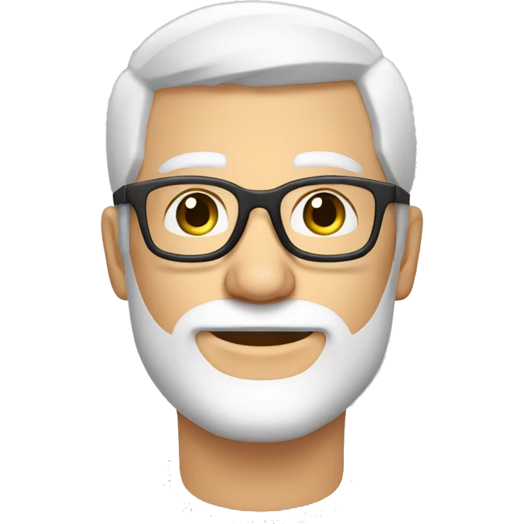 homem branco rosto arredondado oculos fino e barba emoji