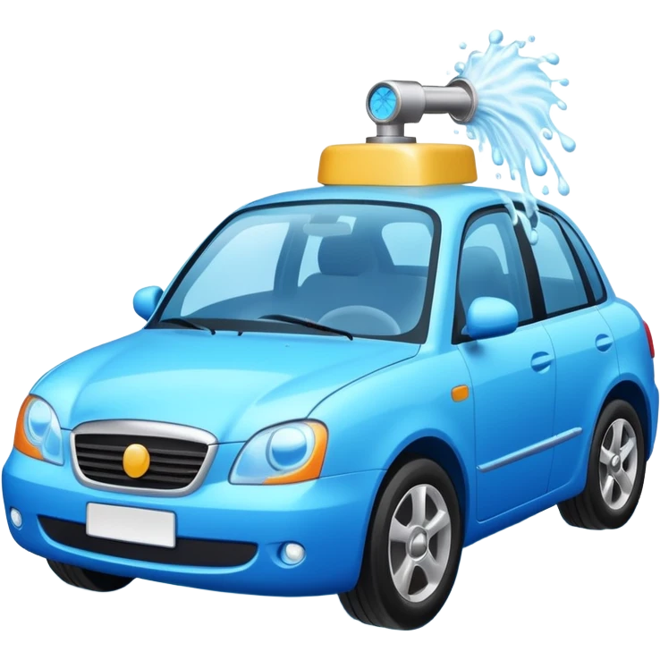 create me an image for a vertical in my super app, Car wash, entering the auto wash machine with soup...etc emoji
