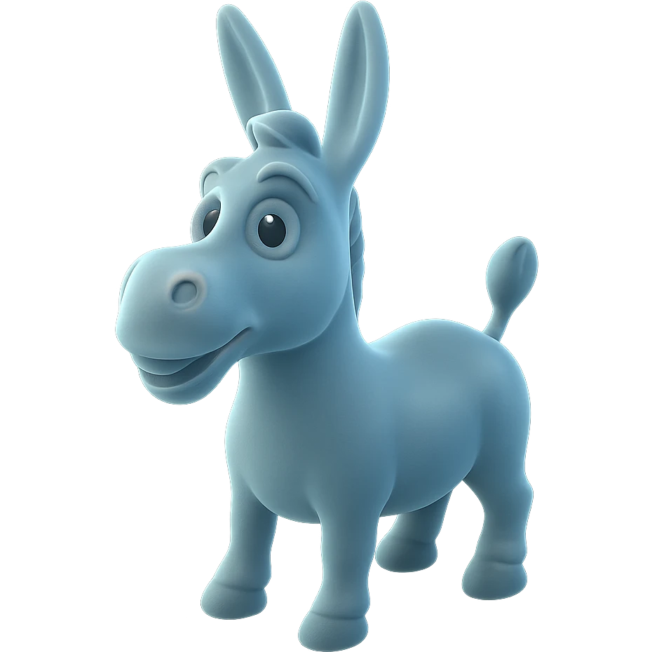 the donkey from Shrek, shiny 3D style, big eyes emoji