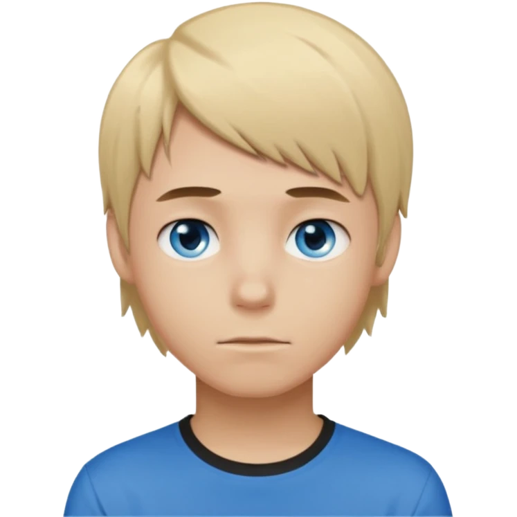 boy with blonde hair emo, shirt color brown, and blue eyes emoji