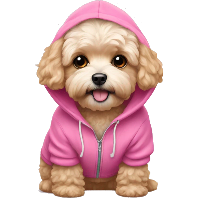 A maltipoo in a pink hoodie emoji