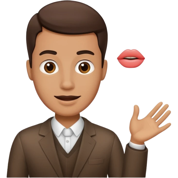 Professional who is presenting presentation transparent backdround with Lip Sync man requid  emoji