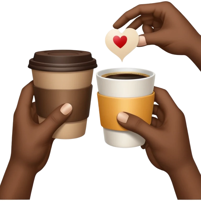 left hand passing a video file, right hand passing a coffee cup, simple, clear, no text emoji