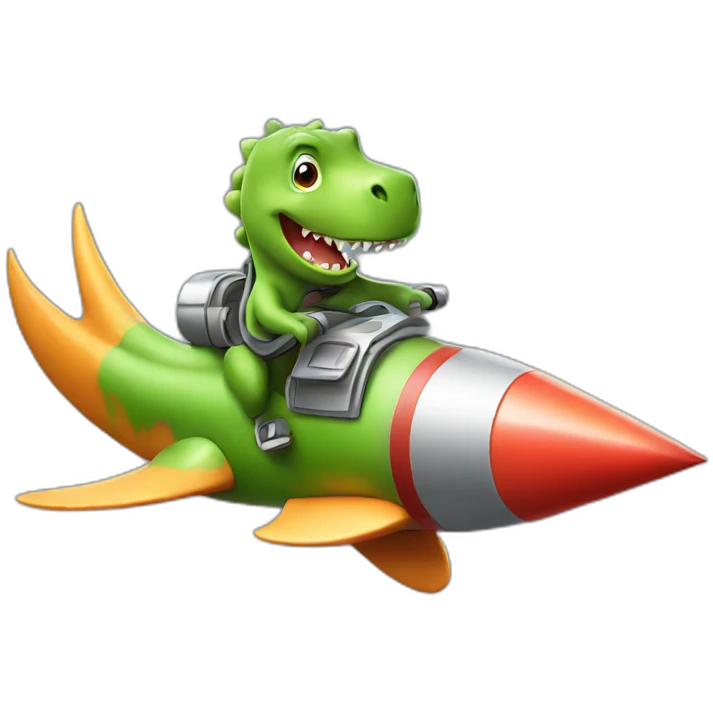 dinosaur riding a rocket emoji