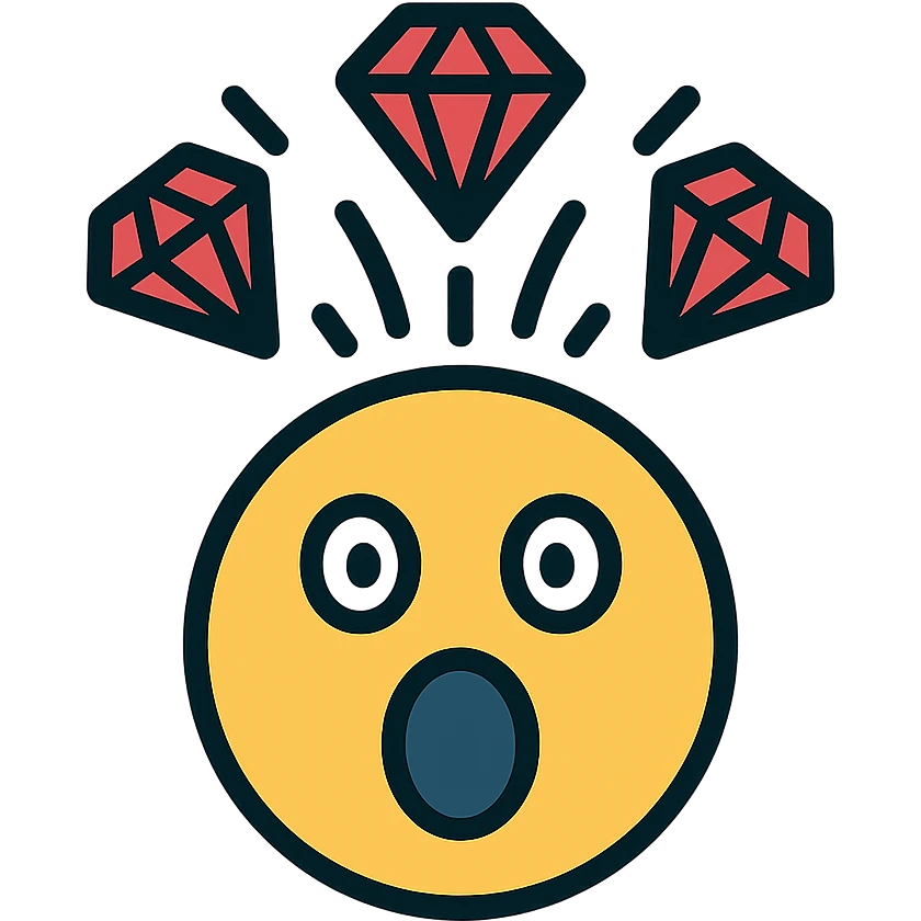 surprised face with rubies exploding emoji