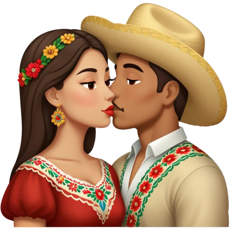 Russian and Mexican couple kissing emoji