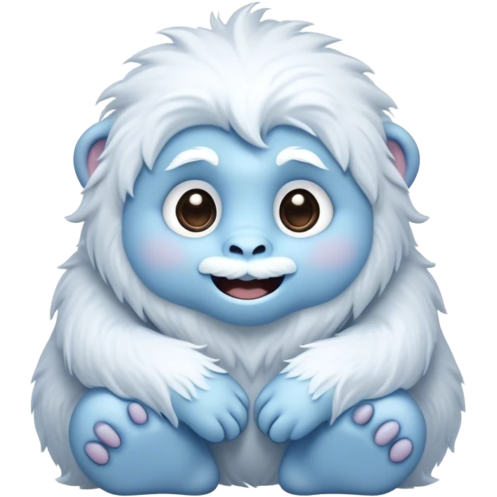 Cinematic Cute Yeti Portrait Emoji, with a charming, small, fluffy form in soft snowy whites and cool blues, featuring big, innocent eyes and a shy, gentle smile, simplified yet irresistibly endearing, highly detailed with a soft glowing outline that captures the whimsical charm of a friendly yeti ready for a cuddle! emoji