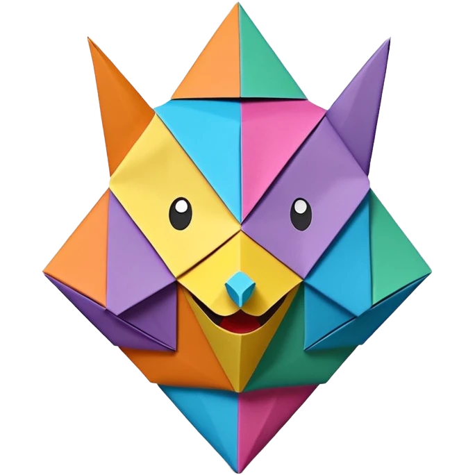 3D render of Piñata entirely of folded origami paper, sharp creases, cardboard texture, matte finish, visible paper grain, craft aesthetic,emoji style, isolated on white background --v 6.0 emoji