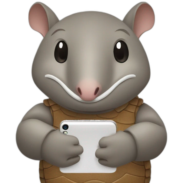 armadillo using smartphone emoji