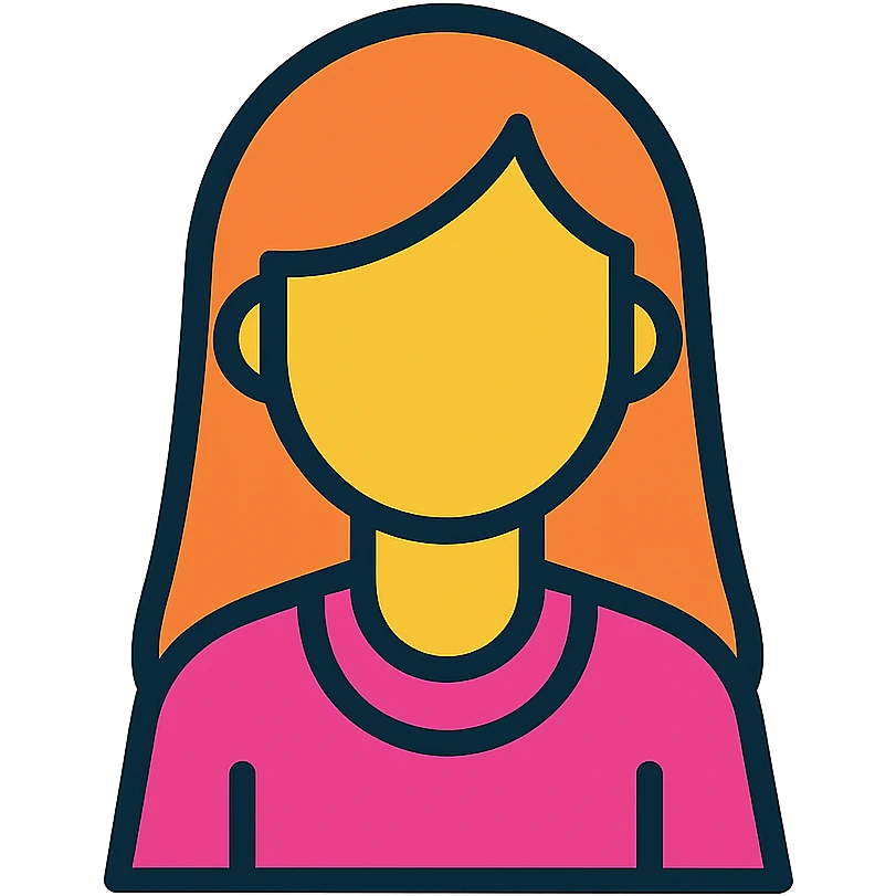 stylized woman, color outline icon style, black outlines, subtle color fills, clarity at small sizes emoji