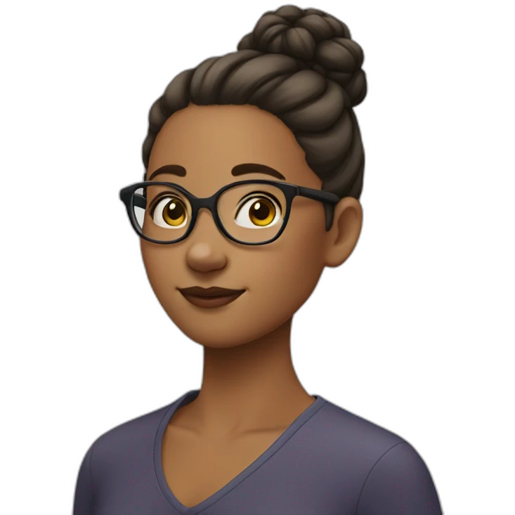 girl with glasses and hair bun emoji