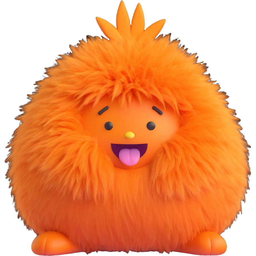 a whimsical orange fluffy butt, with tufts of fur and a lighthearted feel emoji