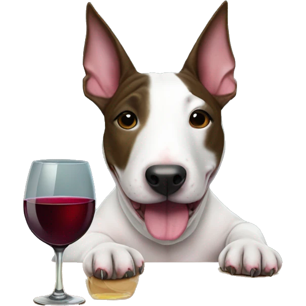 brindle english bull terrier girly with a glass of wine emoji