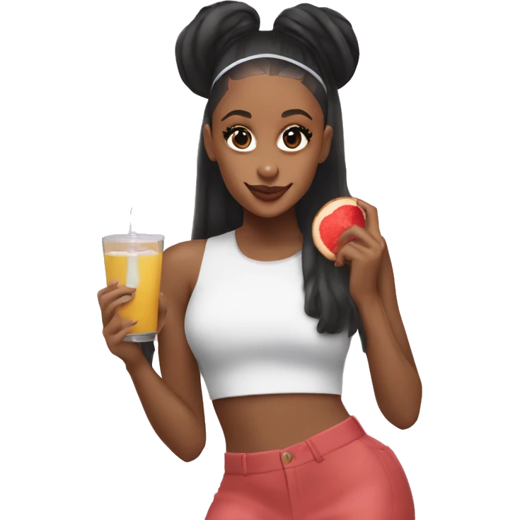 ariana grande black women with juice and cookie  emoji