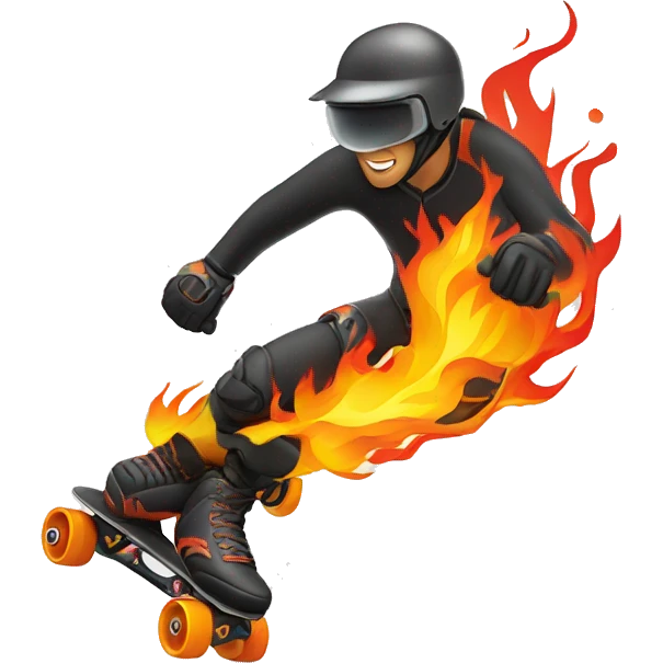 inline rollerblading with wheels on fire emoji