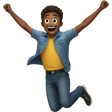 guy jumping up in excitement  emoji