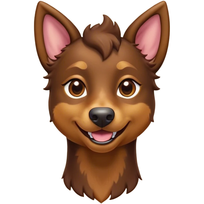 Cinematic Comical Brown and Tan Kelpie Portrait Emoji, Head tilted dramatically with an exaggeratedly amused expression, featuring a striking brown Fur with bold tan accents, wide, expressive warm eyes filled with playful disbelief, Simplified yet hilariously expressive features, highly detailed, glowing with a slightly sassy glow, high shine, dramatic yet playful, stylized with an air of cheeky mischief, bright and endearing, soft glowing outline, capturing the essence of a spirited and over-the-top herder, so meme-worthy it feels like it could side-eye its way into internet fame instantly! emoji