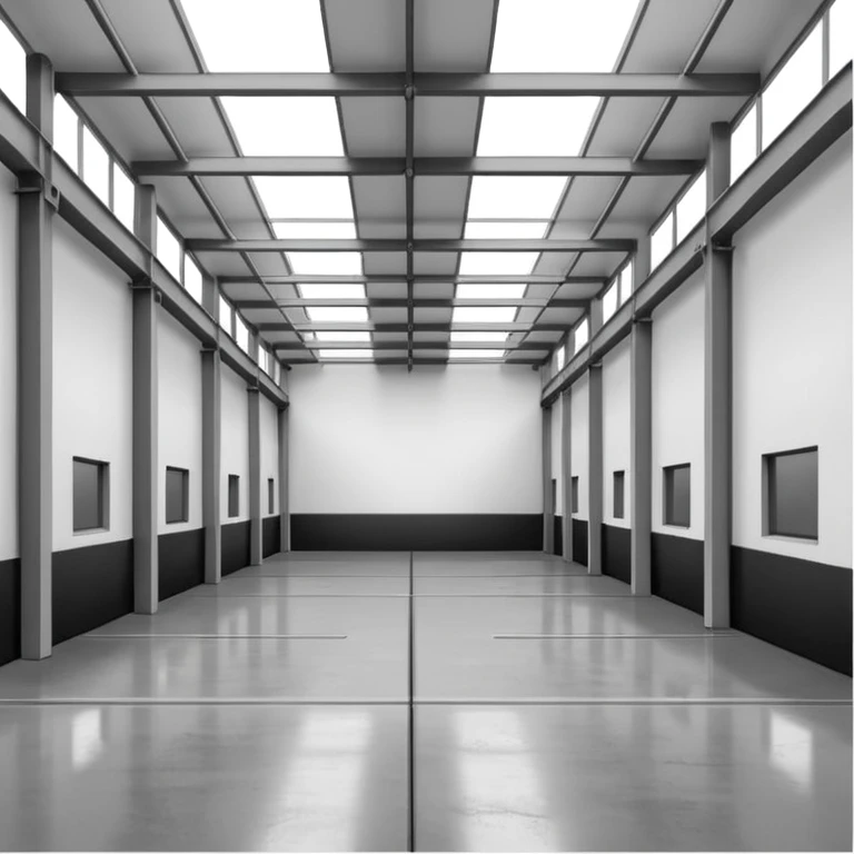 a 2d warehouse in black and white for a report emoji