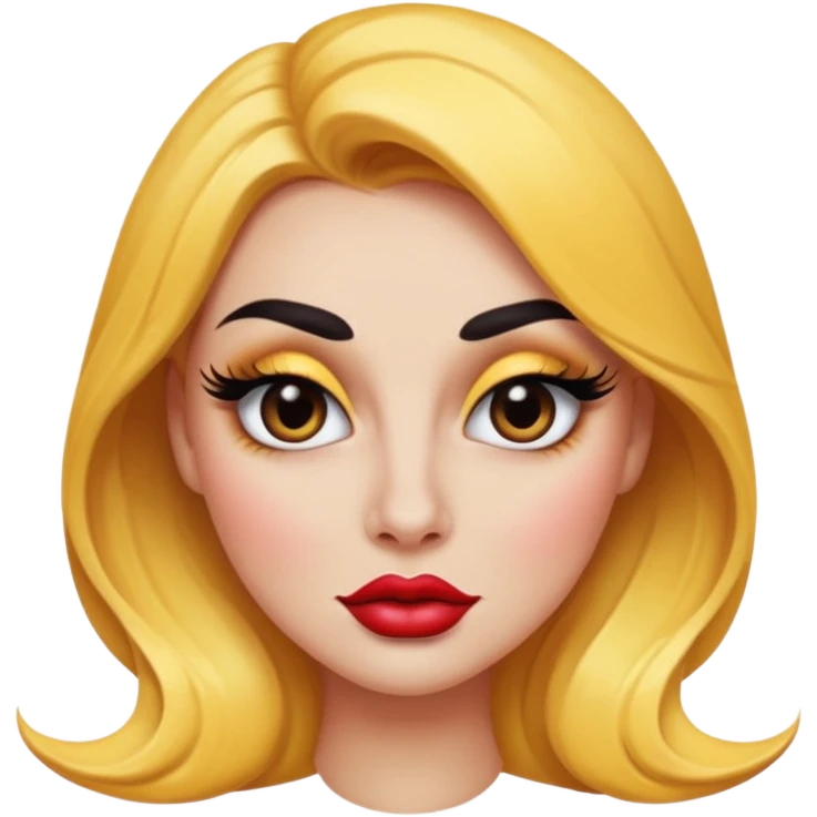 sultry emoji face seductive smirk exaggerated duck lips long curved lashes heavy makeover emoji