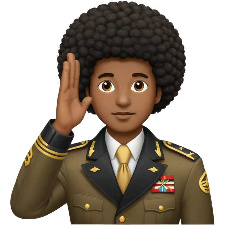 A black man with an afro saluting   emoji