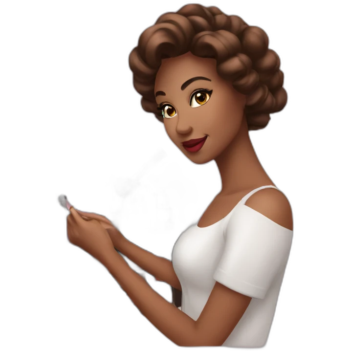A beautiful woman making up with cosmetics emoji