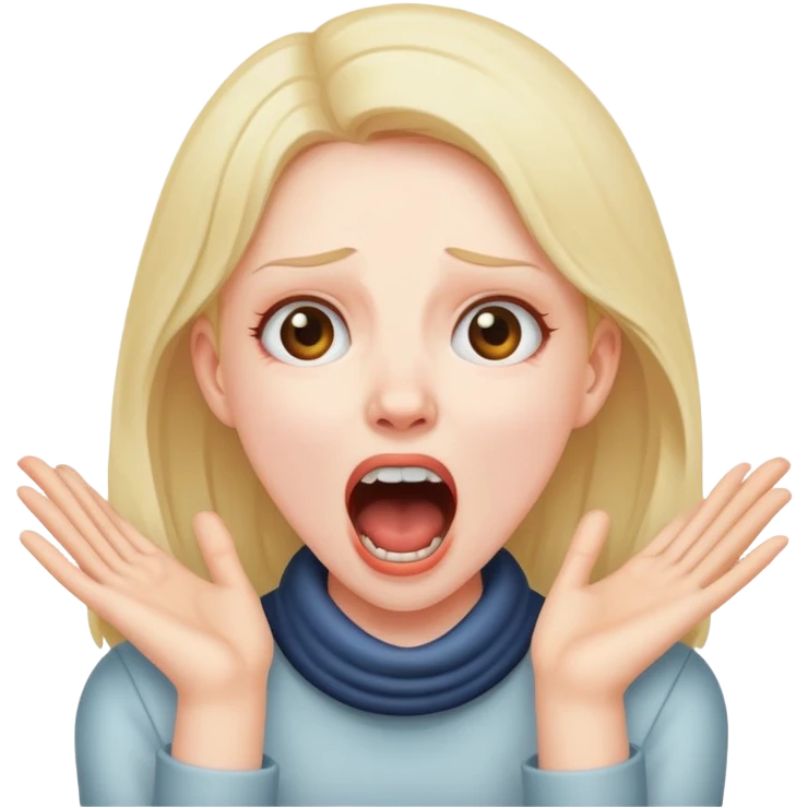 girl with hands around neck screaming emoji