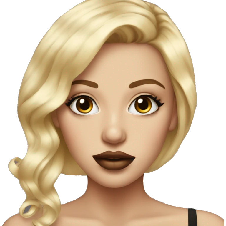 blonde girl portrait with lashes big lips emoji