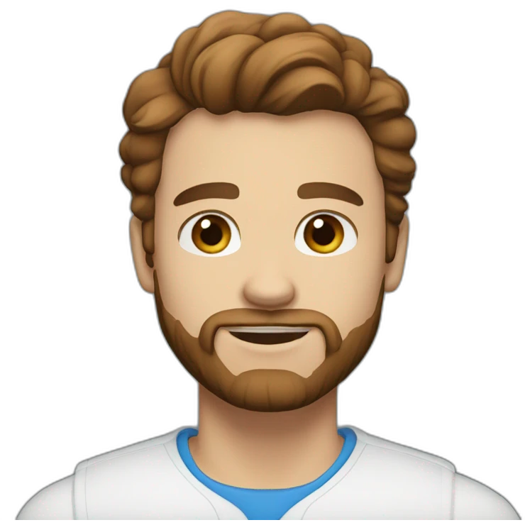 men 26 years old with blue eyes, brown hair and beard emoji