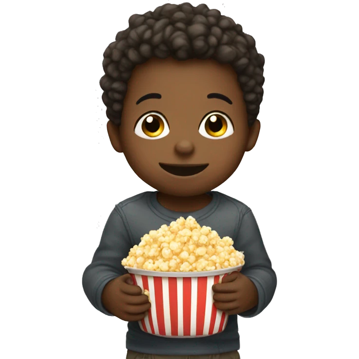 Toddler boy with popcorn emoji