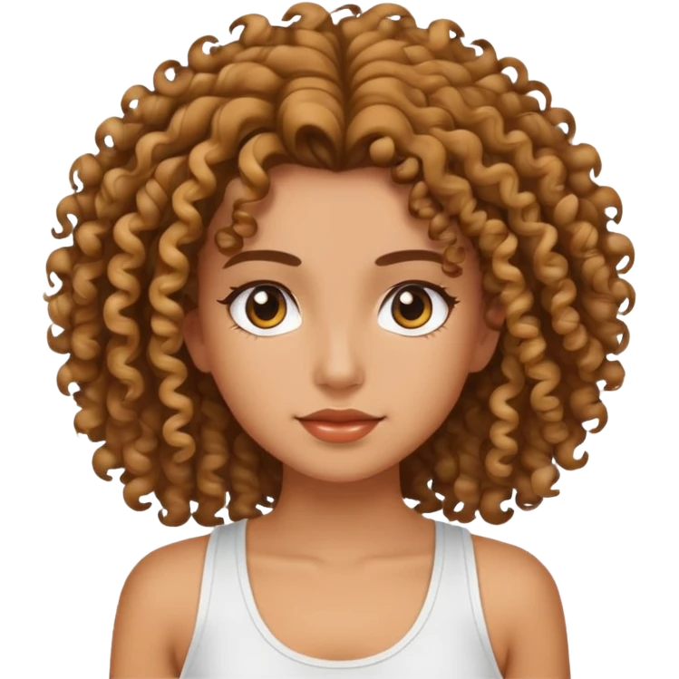 Girl with white tank top and curly hair emoji