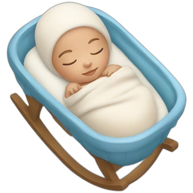 light skin blue eyes newborn sleeping in cradle emoji