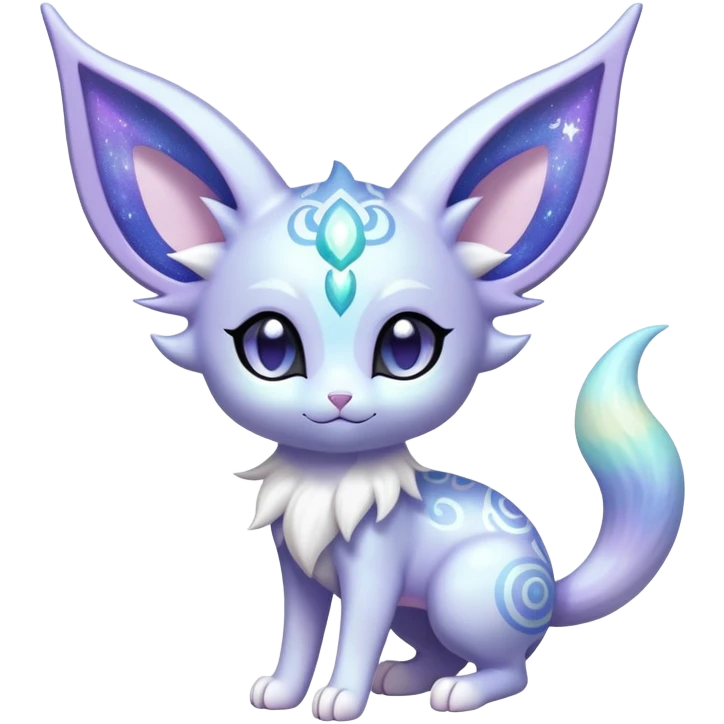 Shiny Exotic Cute Adorable Majestic Ethereal Sparkly Espeon-Meowstic-Hybrid-Creature with pattern-markings emoji