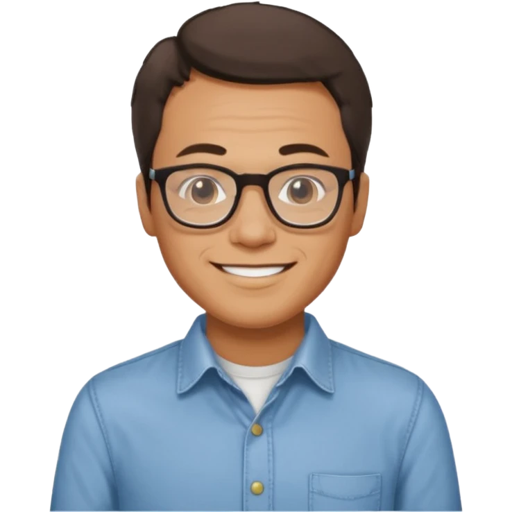 Emoji of Gustavo Petro, a man with glasses and short hair, smiling, wearing a casual shirt emoji