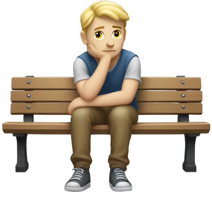 whirte skin person thinking on bench emoji