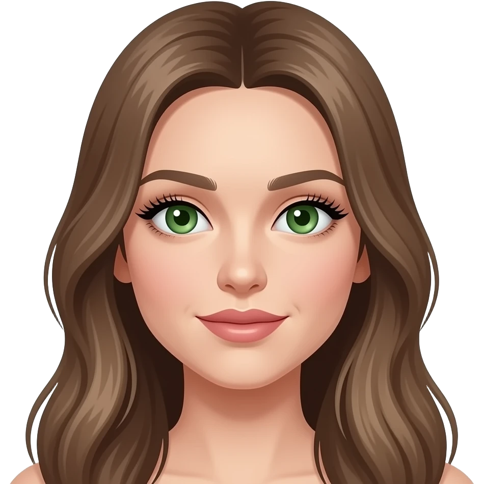cheveux brun pale long   yeux vert faux cils full face emoji