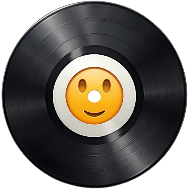 a black vinyl record with a white center emoji