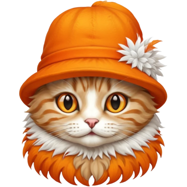cat with orange feathered hats emoji