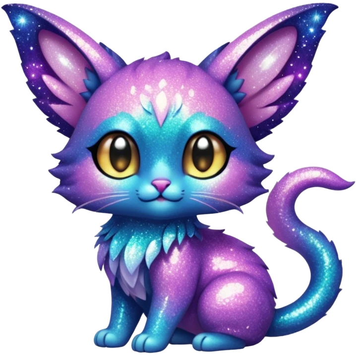 P moe meow meow cute fuzzy realistic glittery Randomly-faerie-drake-colored sparkly exotic Fakémon-creature emoji