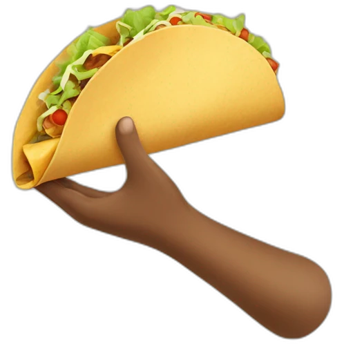 A hand holding a whole tortilla of a taco. emoji