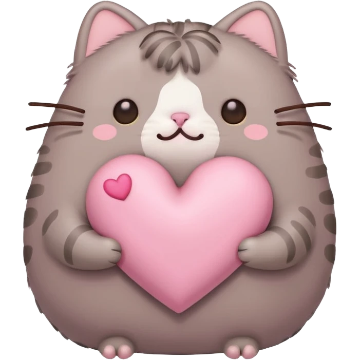 pusheen heart Pink cute emoji