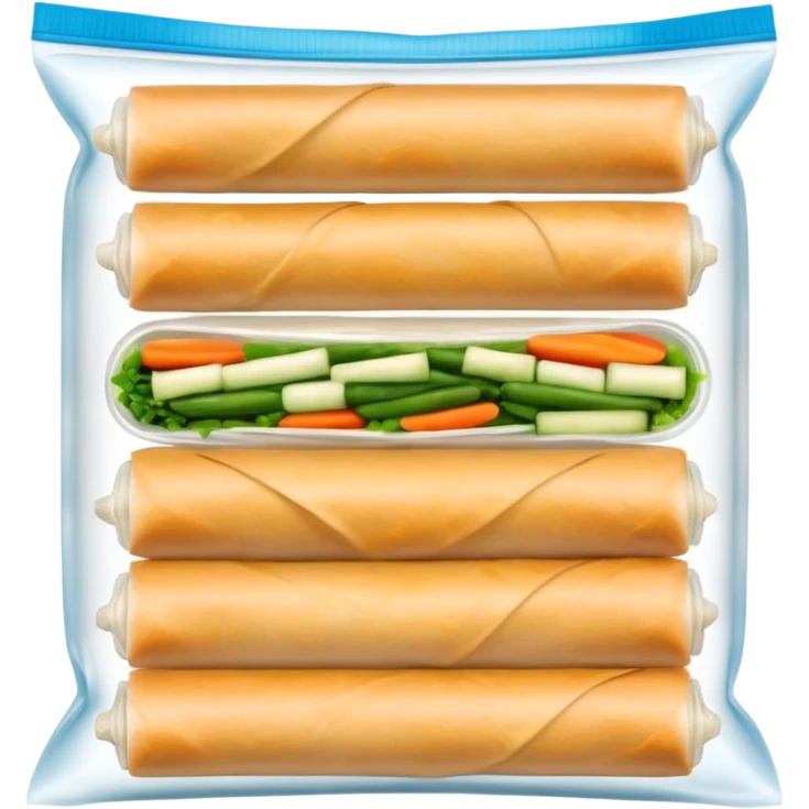 I'd like a freezer zipper bag containing 10 raw spring rolls emoji