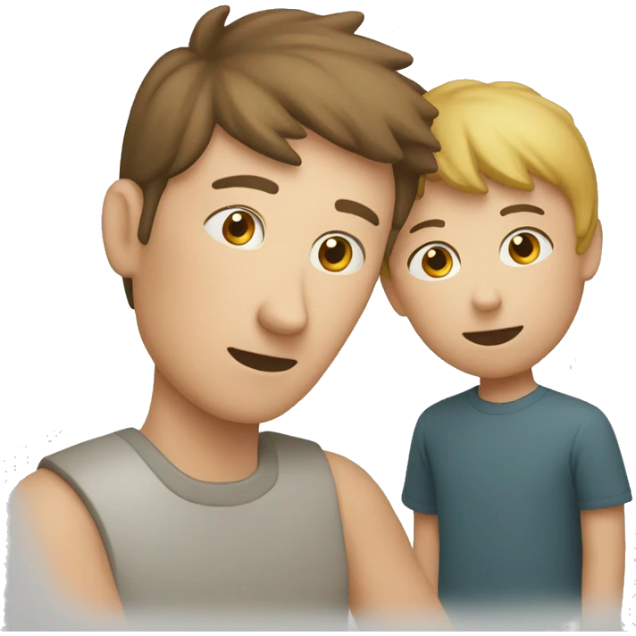 parent watching after son white skin cicrle icon emoji