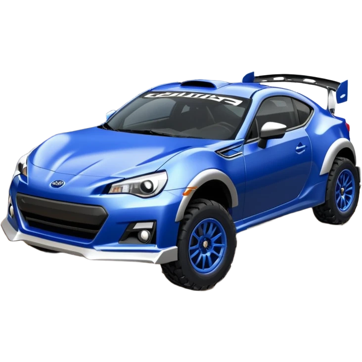 Rally race car Widened Long wheelbase widened pearly midnight satin dark blue  2025 Subaru brz off-road racer chrome nerf bars,side steps mounted under-door-sill climbing rock sliders, and matte silver wheels  emoji