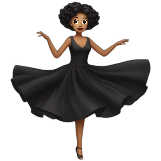 Woman with dark hair in black dress dancing  emoji