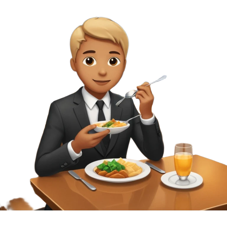 someone who eats in restaurants high above the city with the city on the background
 emoji